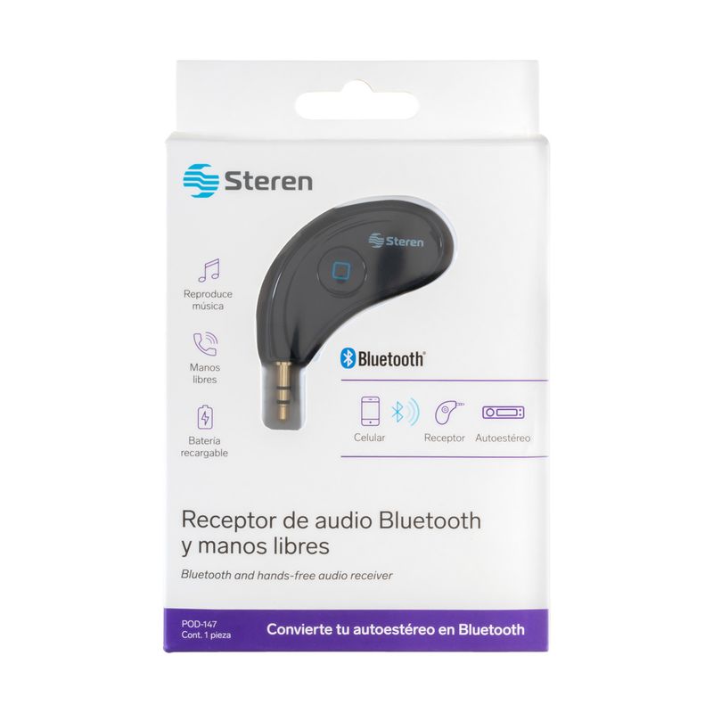 Receptor de audio Bluetooth* con batería recargable