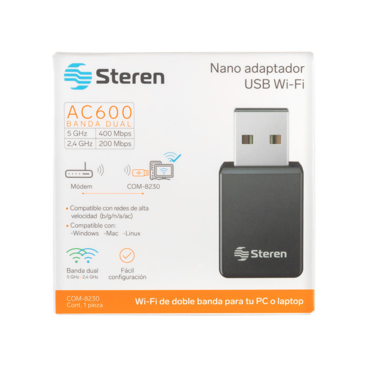 Nano adaptador USB Wi-Fi 150 Mbps 2,4 GHz Steren Tienda