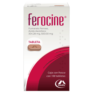 Ferocine 304.28/500mg 100 Tab Fumarato Ferroso 100 Pz