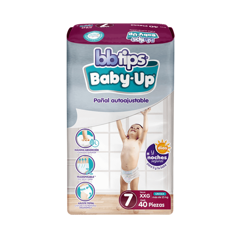 Pañal Autoajustable Bbtips Baby Up Talla 7 XXG 40 pañales