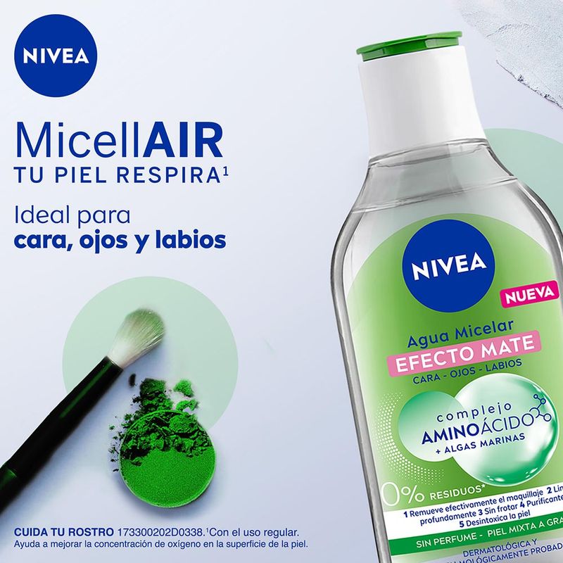 Agua micelar desmaquillante NIVEA MicellAir Efecto Mate para piel