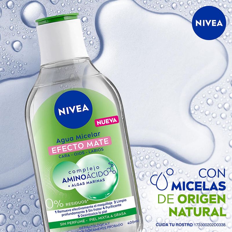 Agua micelar desmaquillante NIVEA MicellAir Efecto Mate para piel