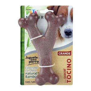 Juguete para Perro Triple Hueso de Bambú Sabor Tocino