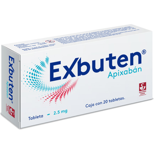 Exbuten 2.5mg 20 Tabletas Apixabán 20 Pz