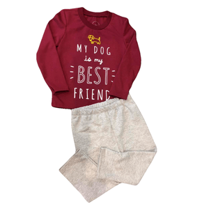 Conjunto C/Pants Vino C/Best Friend 2/3/3x Bebo 1 Pz