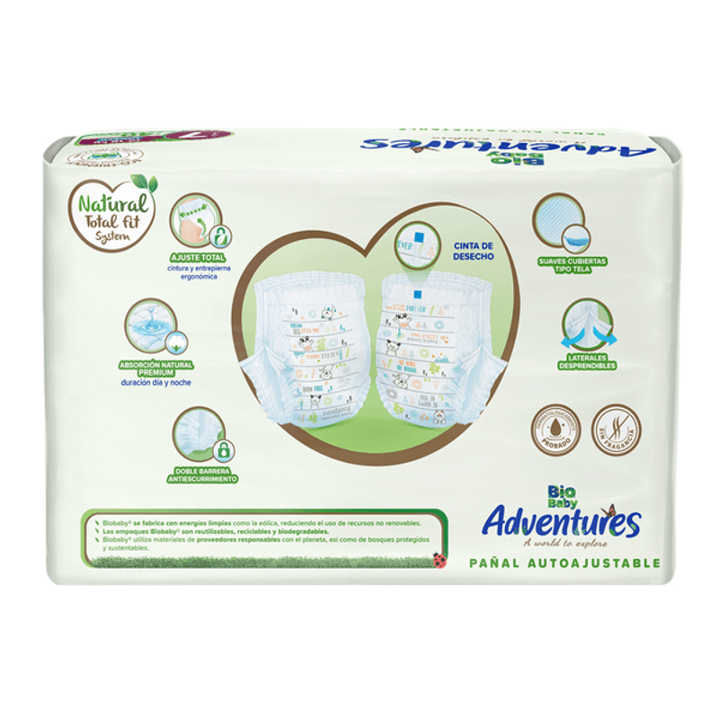 Bio Baby Adventures, Pañal Autoajustable, Talla 7, 160