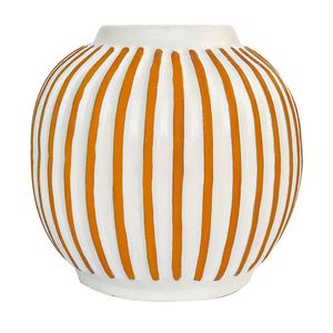 Florero Rotund Vertical Striped Bco/Nar 1 Pz