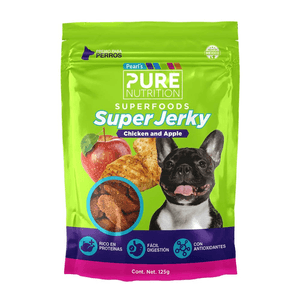 Premios Super Jerky Pollo y Manzana Pure Nutrition 125 g Premios Tráquea de Res Pure Nutrition 80 g