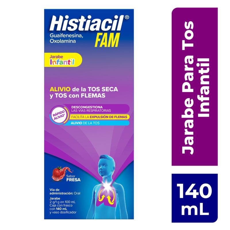 Histiacil FAM jarabe infantil para la tos seca y con flemas, sabor