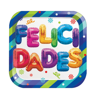 Plato Cuadrado Felicidades 1 Pz