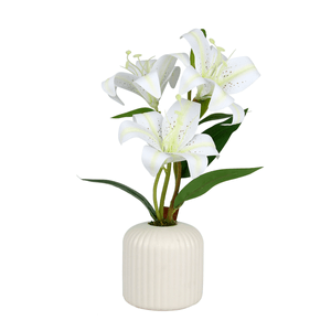 Decoracion Florero Cerámica Lily Blanca 1 Pz