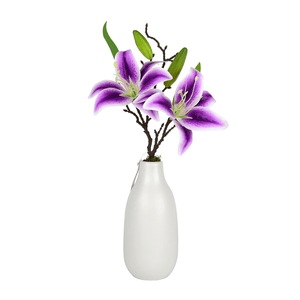 Decoracion Florero Cerámica Lily Morada 1 Pz