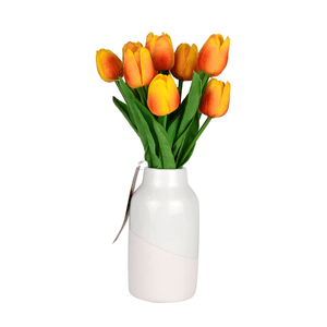 Decoracion Florero Cerámica Tulipan Amarillo 1 Pz