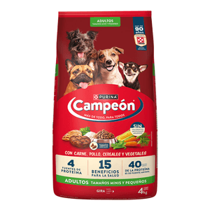 Purina Campeón Alimento Seco para Perros Adultos Tamaño Mini y Pequeños 4 kg