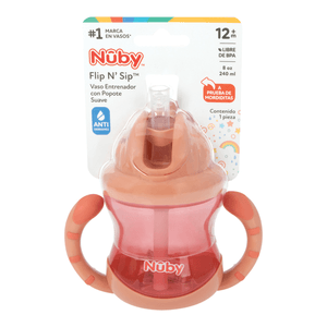 Nuby Vaso Entrenador con Asas Y Popote de Silicón 240 Ml