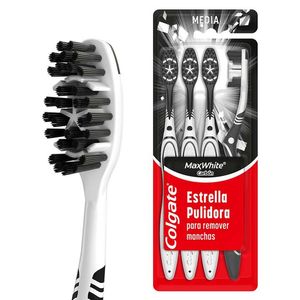 Cepillo Dental Colgate Max White Carbón Medio 4 pz