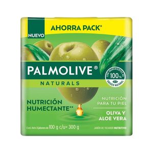 Jabón de Tocador Palmolive Sensación Humectante Aloe y Oliva 100 g 3 pz