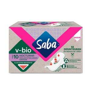 Saba V-Bio Nocturna Toallas Femeninas con 10 pz