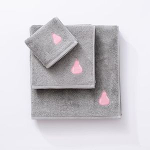 Set de 3 Toallas de Tocador Gris con Pera Rosa B 1 Pz