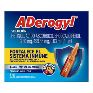 Aderogyl Vitaminas A, C y D Fortalece el Sistema Inmune 5 ampolletas de 3 ml