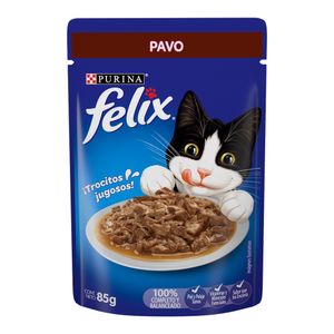 Purina Felix Pavo Alimento Húmedo para Gatos Adultos Pouch de 85 g Alimento Húmedo Gato Trocitos Pescado Pouch 85 g