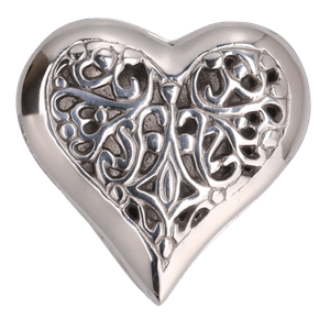 Alhajero Corazon Calado de Pewter 12x12x5cm Alt. 1 Pz