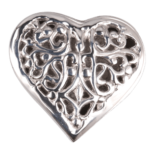 Alhajero Corazon Calado de Pewter9x9x3 Cm 2 Pz 1 Pz