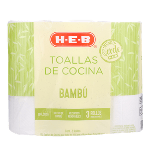 HEB Mundo Verde Toallas de Cocina Bambú de 150 Hojas con 3 pz