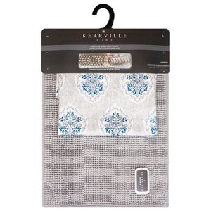 Set de Baño Tapete Chenile Y Cortina de Baño Gris 1 Pz