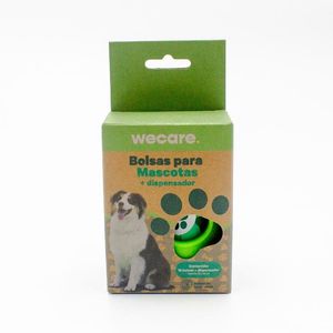 Bolsa para Mascotas WeCare 1 rollo con 15 piezas + Dispensador Bolsa para Mascotas WeCare 4 rollos con 15 piezas