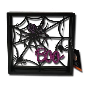 Halloween Decoración de Mesa Araña Boo MDF Alto: 16 cm