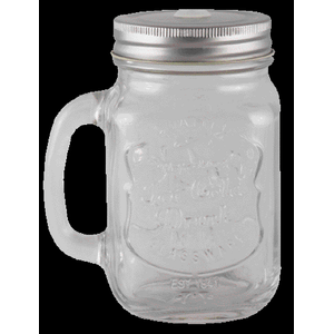 Mason Jar con Tapa Y Popote 450ml 1 Pz