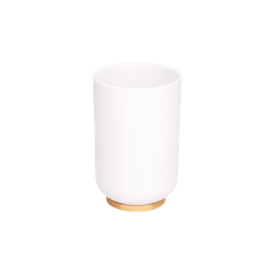 Vaso Para Baño de Plastico Blanco con Bambu 7.2 X 1 Pz