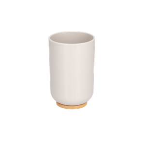 Vaso Para Baño de Plastico Gris Claro con Bambu 7 1 Pz