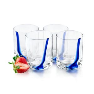 Juego 4 Vasos Vidrio 320ml Pedrada Blue 1 Pz