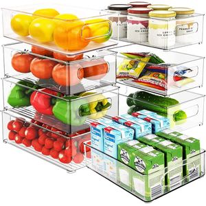 8 organizadores transparentes Brandtrendy para refrigerador sin tapa