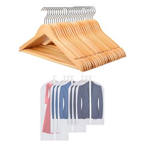 25 ganchos de madera Brandtrendy para ropa y 7 cubre polvos