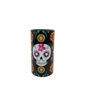 Día de Muertos Florero con Calavera Negro 17 cm