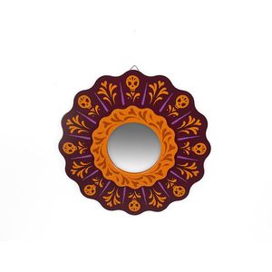 Día de Muertos Espejo Decorativo Morado con Naranja 30 cm