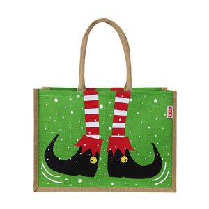 Bolsa de Yute Pies de Duende 47x33x18 Cm Verde. 1 Pz