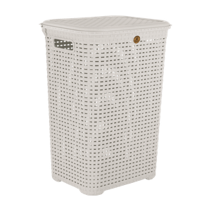 Cesto Rattan C/Tapa L45.5x33 Blanco 48000 Ml 1 Pz