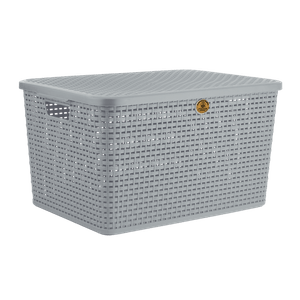 Canasta Rattan C/Tapa Med L46.2 Gris Luna 30000 M 1 Pz