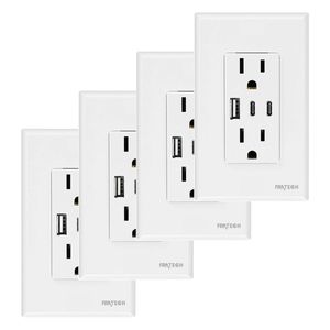 4 Contactos de pared Duplex Brandtrendy con puertos USB - A y C