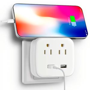 Multicontacto de pared Fratech con 2 entradas USB y 2 enchufes