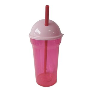 Vaso con Popote Rosa 400 Ml 1 Pz