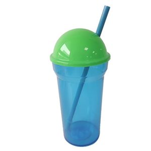 Vaso con Popote Verde 400 Ml 1 Pz