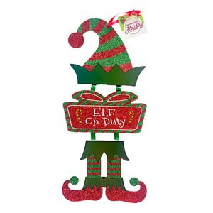 Destination Holiday  Elf  Colgante Duende Verde / Rojo Mdf 1 Ornamento De Mdf