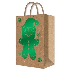 Bolsa Regalo Grande Aplic Kraft Figuras Navidad 1 Pz