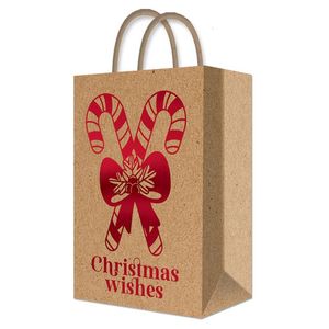 Bolsa Regalo Grande Aplic Kraft Figuras Navidad 1 Pz