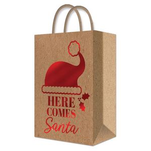 Bolsa Regalo Grande Aplic Kraft Frase Navidad 1 Pz